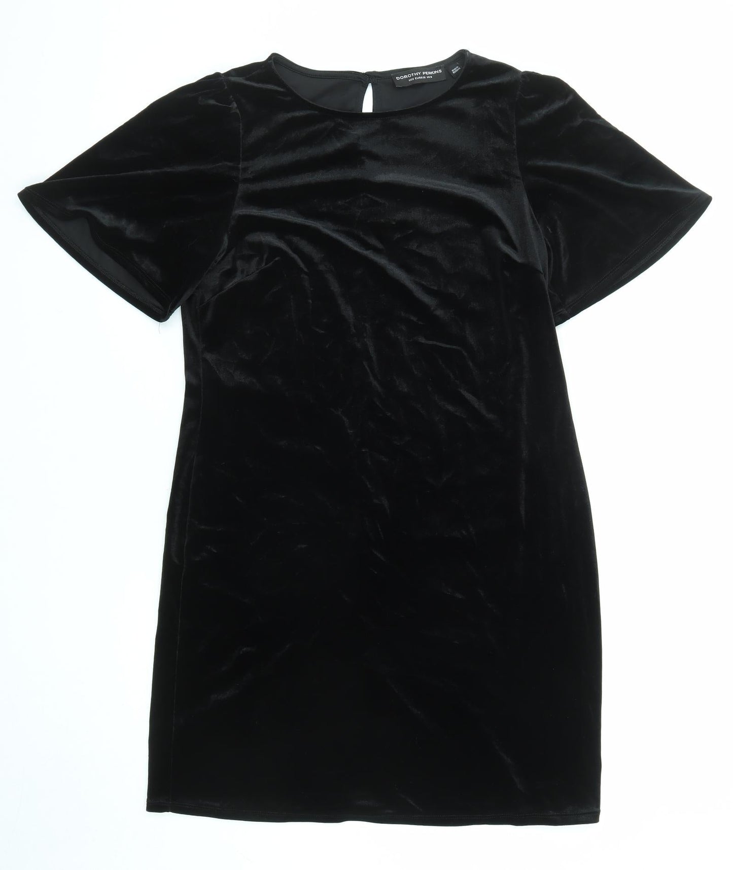 Dorothy Perkins Womens Black Polyester Shift Size 10 Round Neck Button