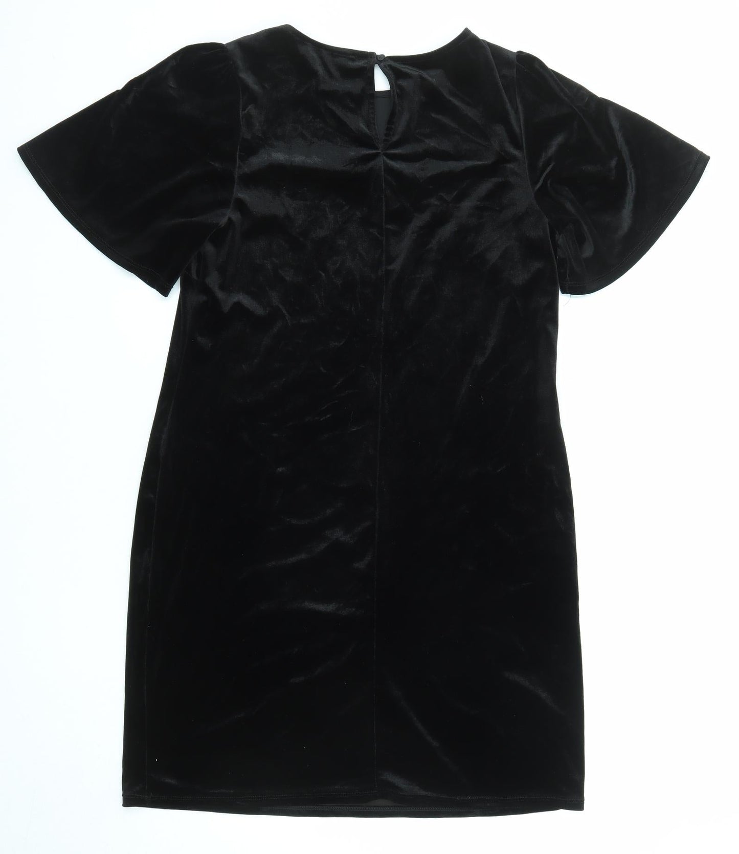 Dorothy Perkins Womens Black Polyester Shift Size 10 Round Neck Button