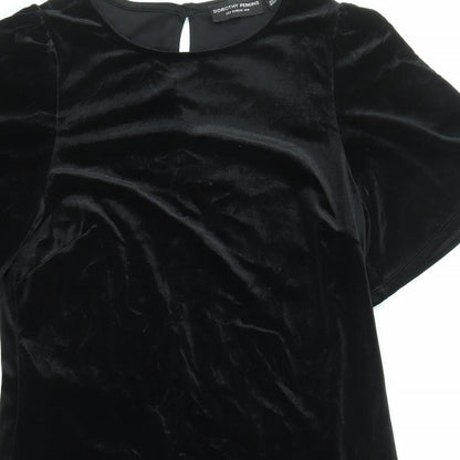 Dorothy Perkins Womens Black Polyester Shift Size 10 Round Neck Button