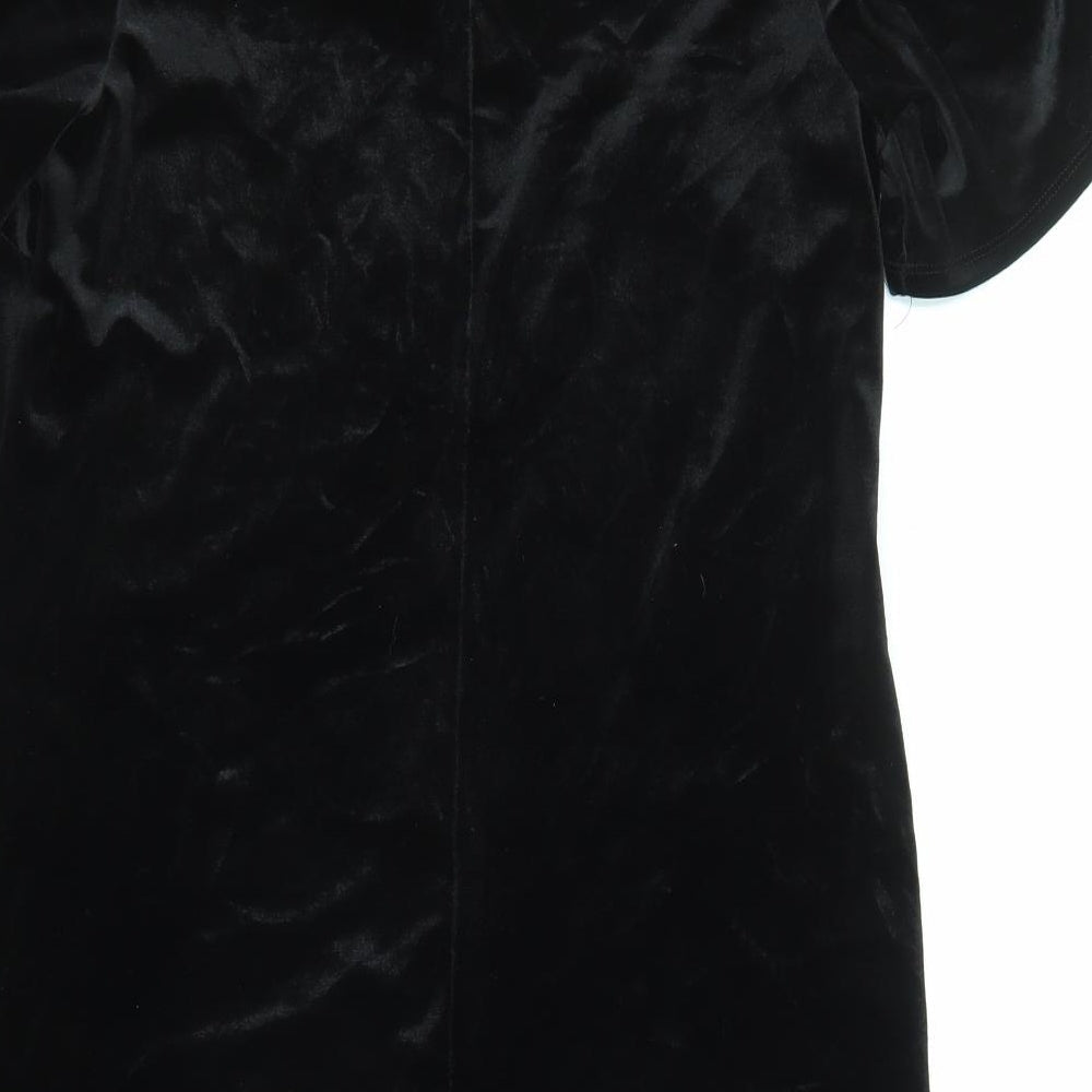 Dorothy Perkins Womens Black Polyester Shift Size 10 Round Neck Button