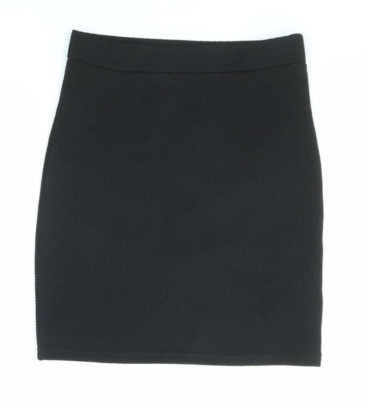 New Look Womens Black Geometric Polyester Bandage Skirt Size 8