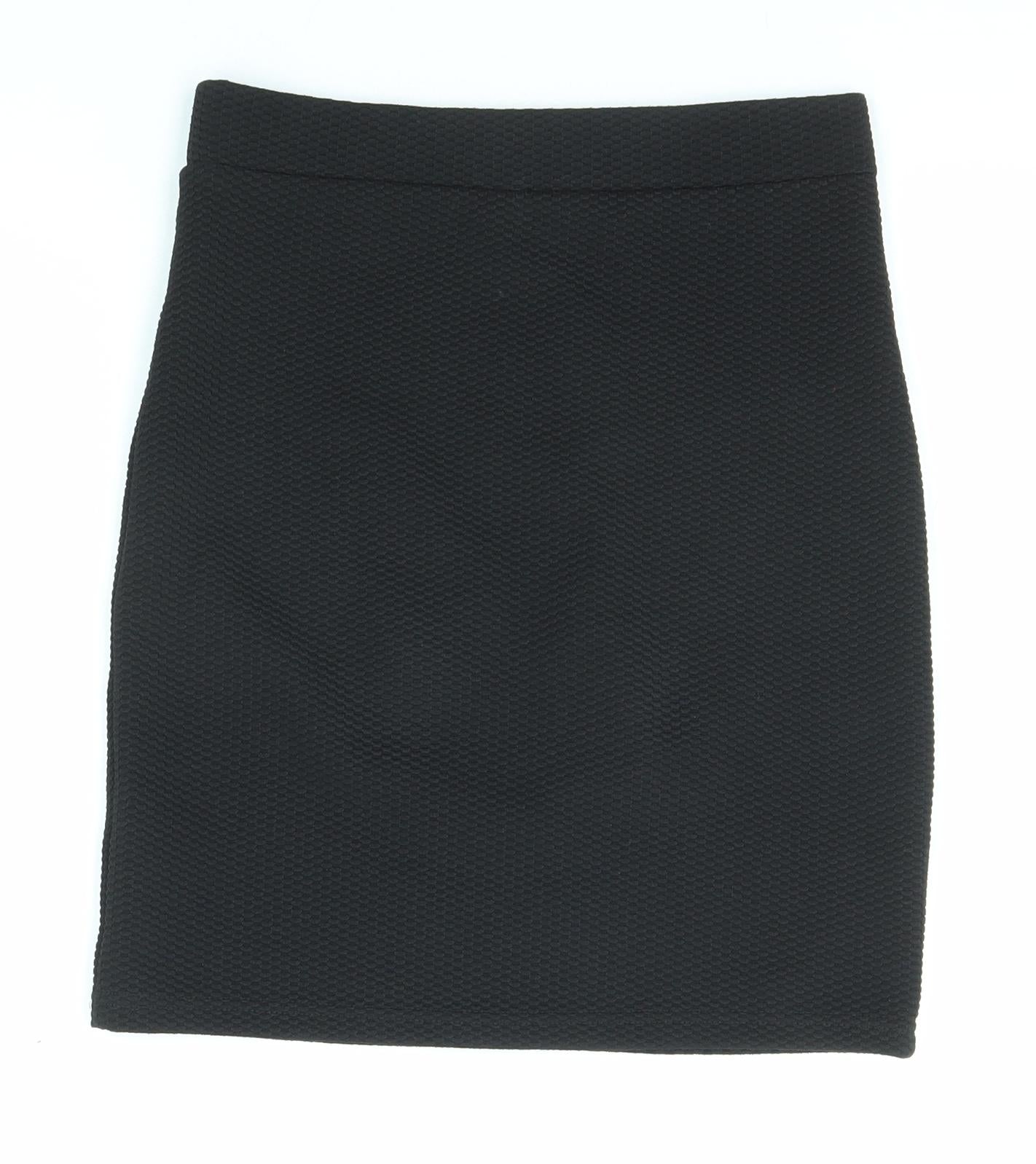 New Look Womens Black Geometric Polyester Bandage Skirt Size 8