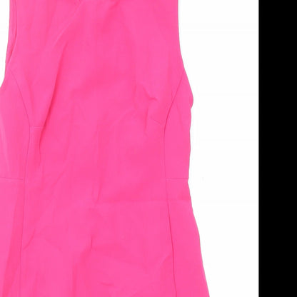 Stradivarius Womens Pink Polyester Shift Size L Round Neck Zip