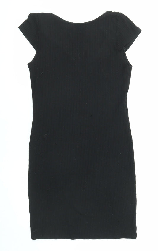 Only Womens Black Polyester Shift Size XL Boat Neck Pullover