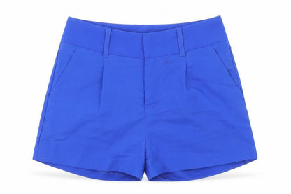 Lucy Wang Womens Blue Polyester Basic Shorts Size S L3 in Regular Zip