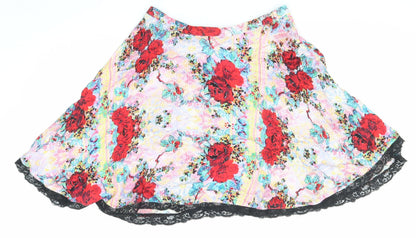Mink Pink Womens Multicoloured Floral Viscose Skater Skirt Size S Zip