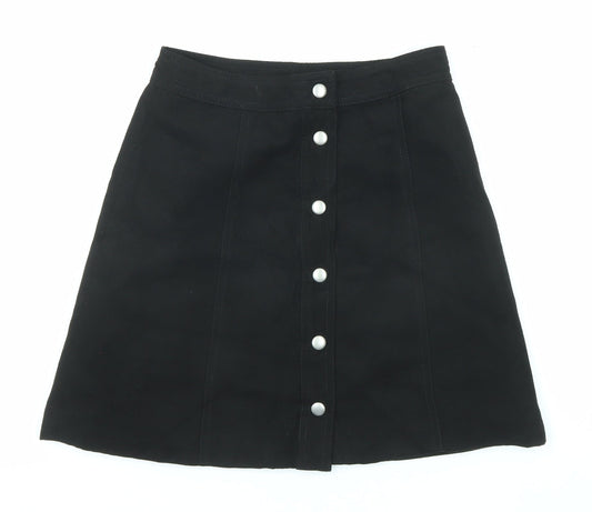 Divided by H&M Womens Black Polyester A-Line Skirt Size 4 Snap