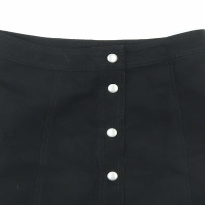Divided by H&M Womens Black Polyester A-Line Skirt Size 4 Snap