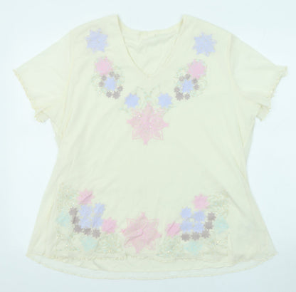Womens UK Size 20 Classic Beige Basic T-Shirt