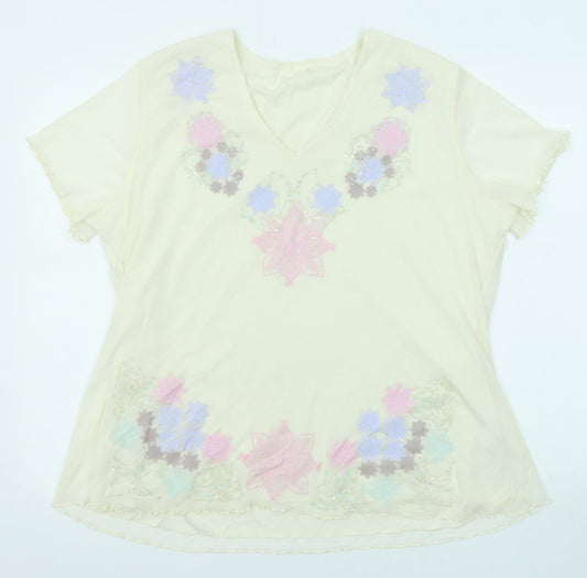 Womens UK Size 20 Classic Beige Basic T-Shirt