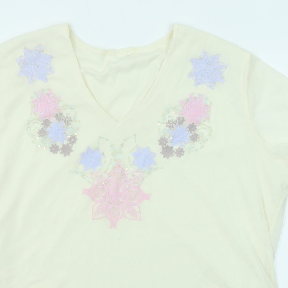 Womens UK Size 20 Classic Beige Basic T-Shirt