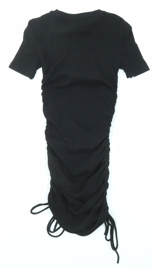 Zara Womens Black Cotton Bodycon Size S Round Neck Pullover