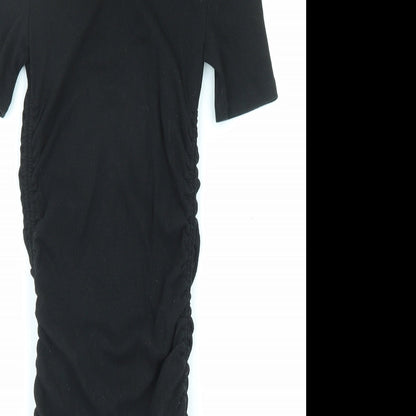 Zara Womens Black Cotton Bodycon Size S Round Neck Pullover