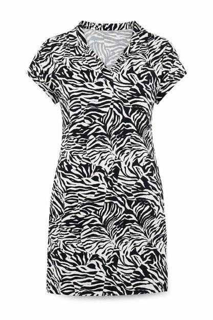 Marks and Spencer Womens Blue Geometric Viscose A-Line Size 8 V-Neck Pullover