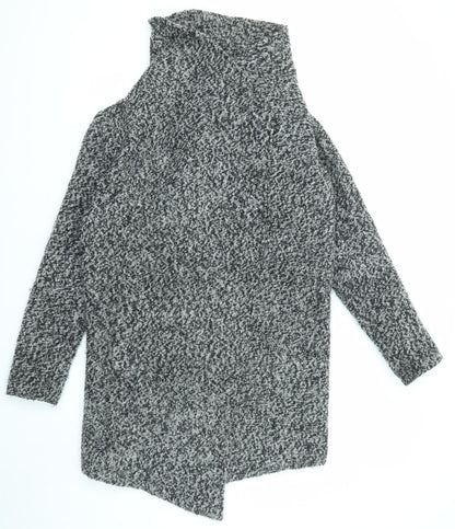 Divided by H&M Womens Black Geometric Overcoat Coat Size 10 Snap