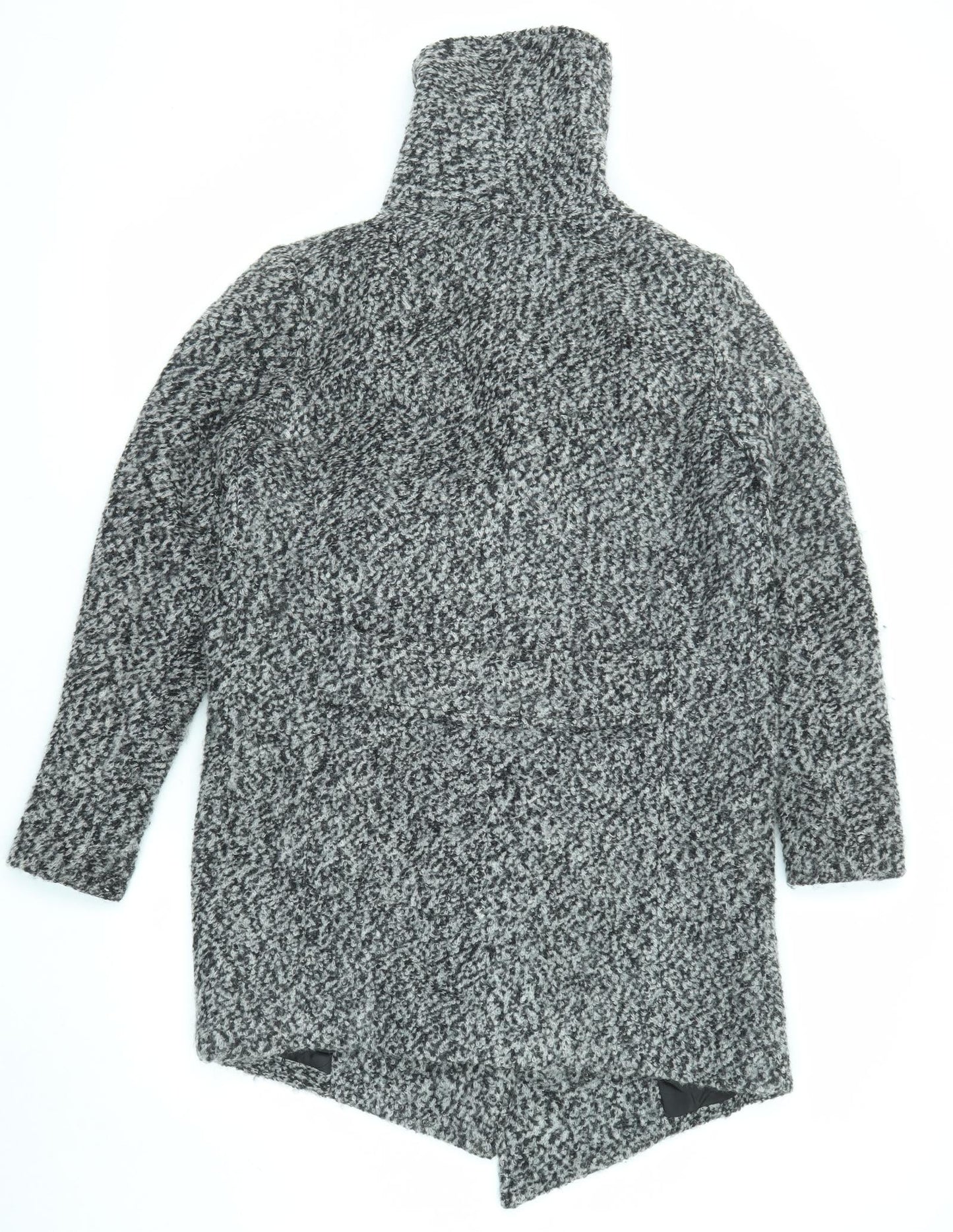 Divided by H&M Womens Black Geometric Overcoat Coat Size 10 Snap