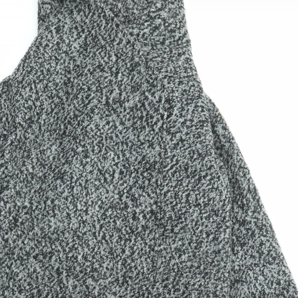 Divided by H&M Womens Black Geometric Overcoat Coat Size 10 Snap