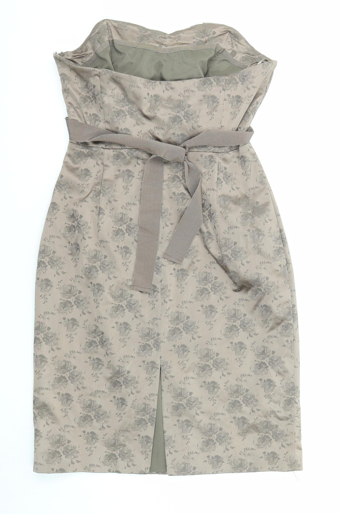 Coast Womens Brown Floral Polyester Pencil Dress Size 16 Sweetheart Zip