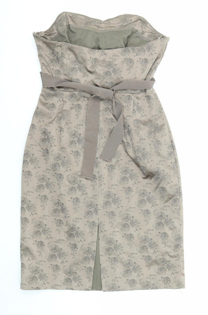 Coast Womens Brown Floral Polyester Pencil Dress Size 16 Sweetheart Zip