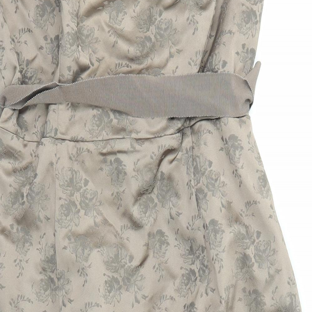 Coast Womens Brown Floral Polyester Pencil Dress Size 16 Sweetheart Zip