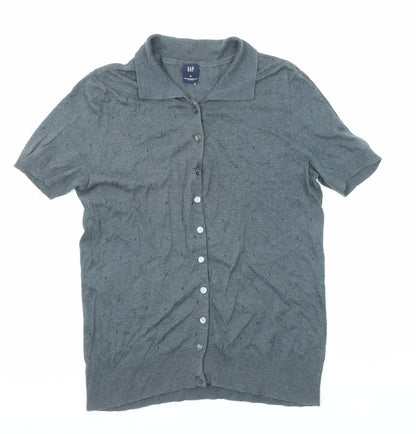 Womens UK Size M Gap Grey Basic Button-Up
