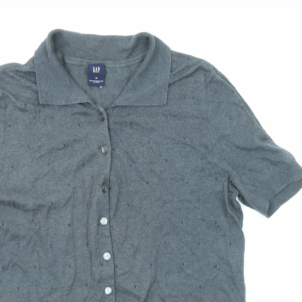 Womens UK Size M Gap Grey Basic Button-Up