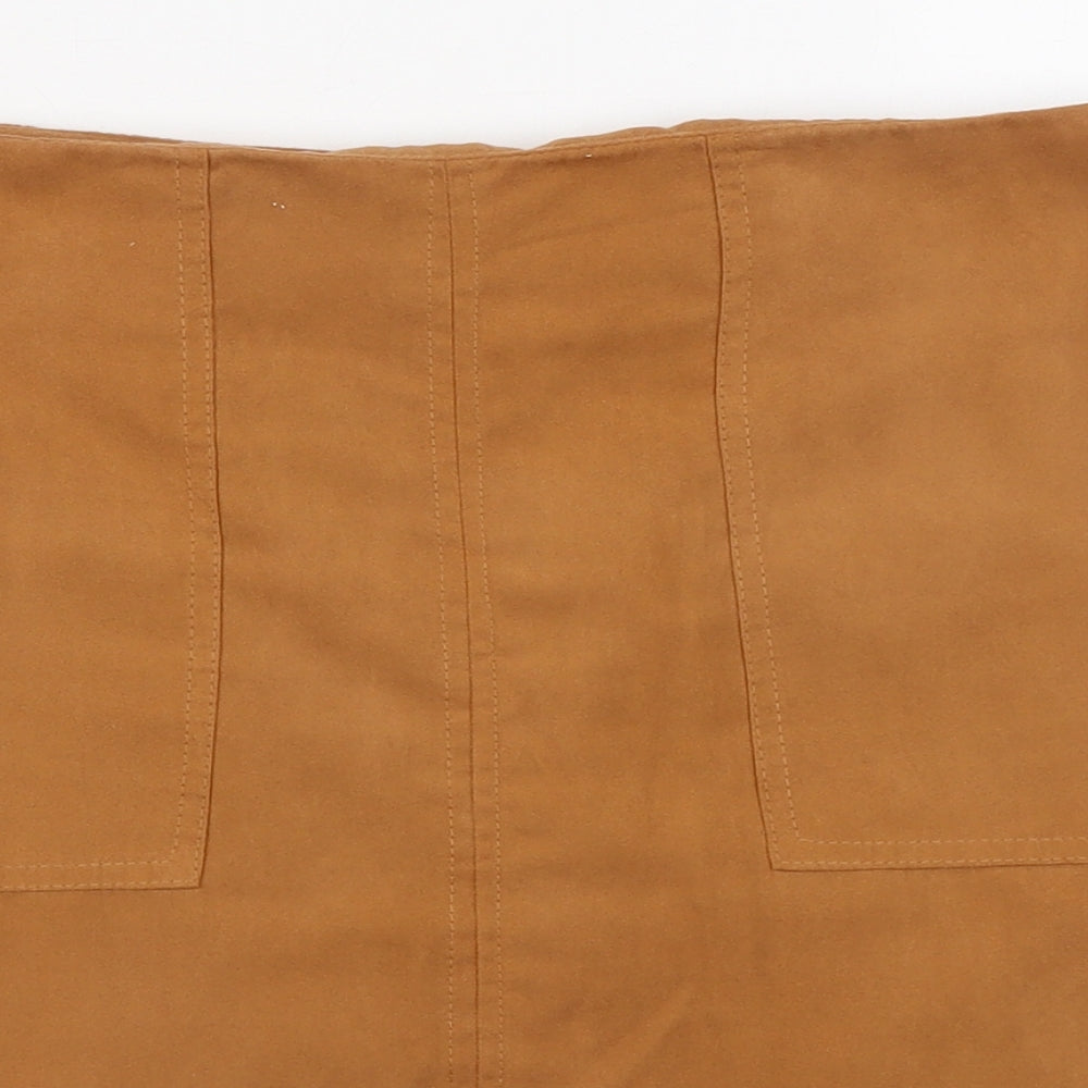 Dorothy Perkins Womens Brown Polyester A-Line Skirt Size 10 Zip