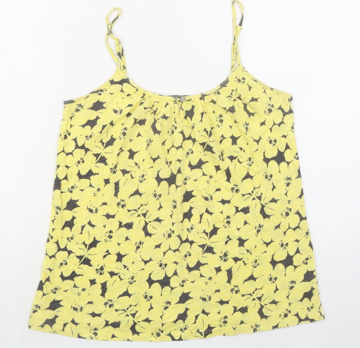 Old Navy Womens Yellow Floral 100% Cotton Camisole Tank Size S Scoop Neck