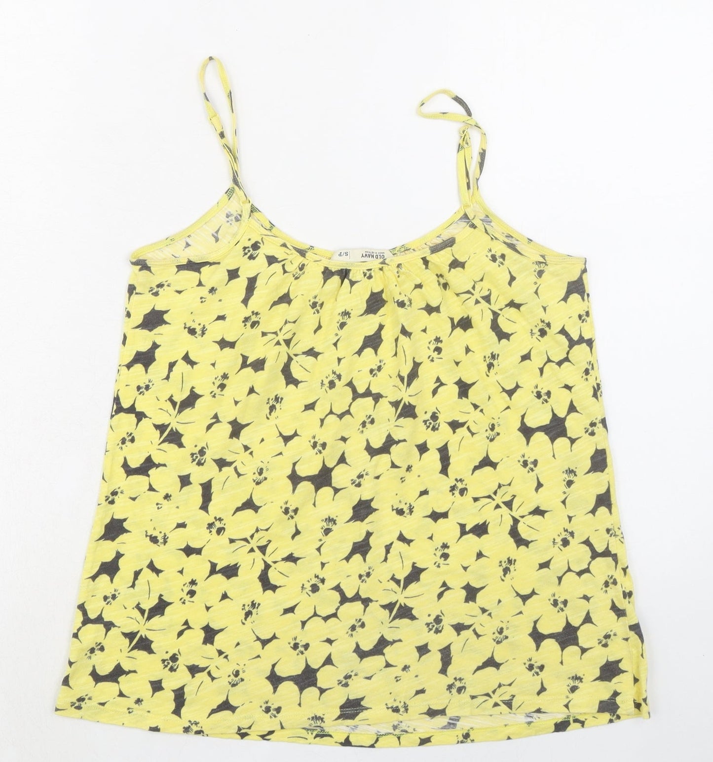 Old Navy Womens Yellow Floral 100% Cotton Camisole Tank Size S Scoop Neck