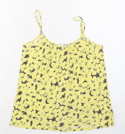 Old Navy Womens Yellow Floral 100% Cotton Camisole Tank Size S Scoop Neck