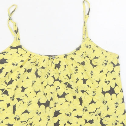 Old Navy Womens Yellow Floral 100% Cotton Camisole Tank Size S Scoop Neck