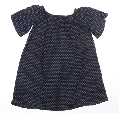 H&M Womens Blue Geometric Polyester A-Line Size XS Round Neck Pullover