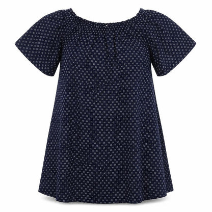 H&M Womens Blue Geometric Polyester A-Line Size XS Round Neck Pullover