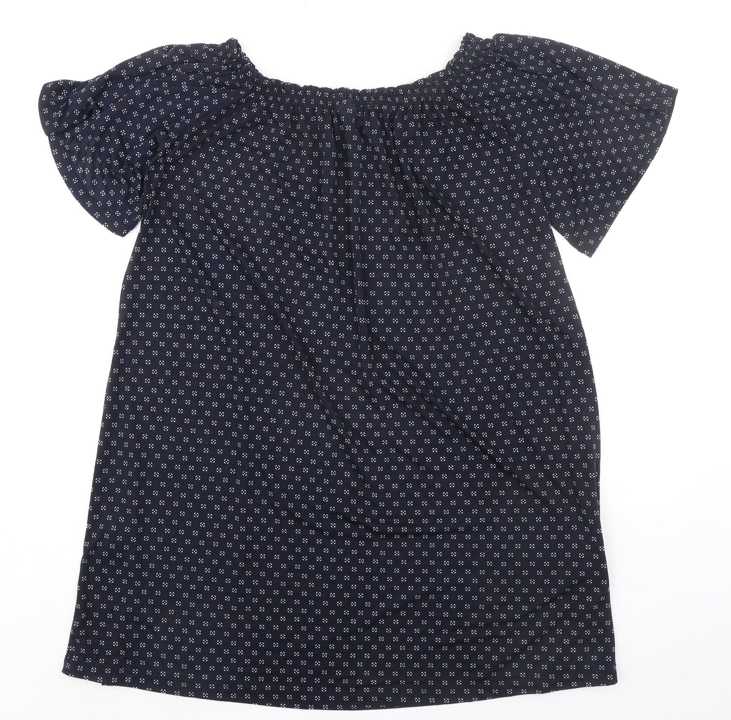 H&M Womens Blue Geometric Polyester A-Line Size XS Round Neck Pullover