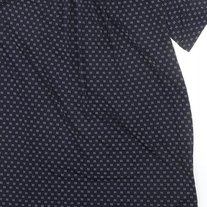H&M Womens Blue Geometric Polyester A-Line Size XS Round Neck Pullover