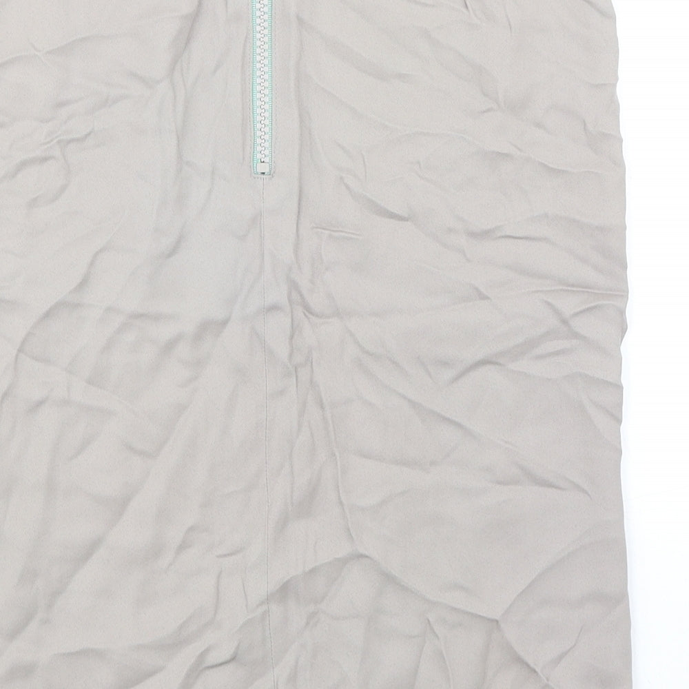 House of Dagmar Womens Beige Viscose A-Line Skirt Size 10 Zip