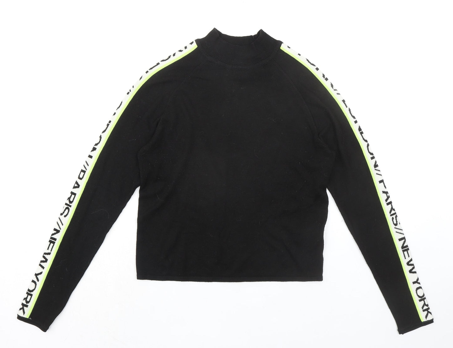 Divided by H&M Womens Black Acrylic Basic Blouse Size S Mock Neck