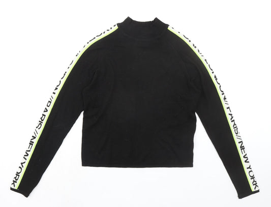 Divided by H&M Womens Black Acrylic Basic Blouse Size S Mock Neck