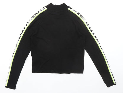 Divided by H&M Womens Black Acrylic Basic Blouse Size S Mock Neck