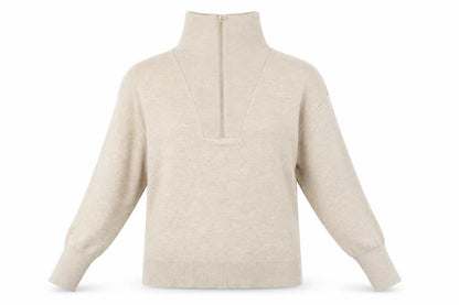 Witchery Womens Beige High Neck Nylon Henley Jumper Size 2XS