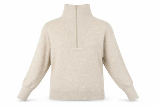 Witchery Womens Beige High Neck Nylon Henley Jumper Size 2XS