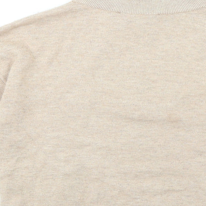 Witchery Womens Beige High Neck Nylon Henley Jumper Size 2XS