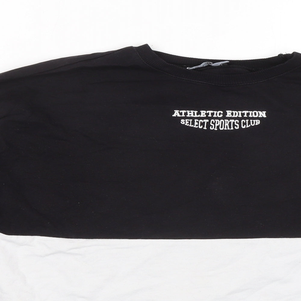 Select Womens Black Colourblock Cotton Pullover Sweatshirt Size S Pullover