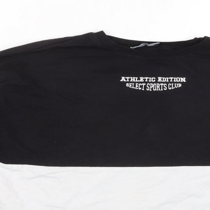 Select Womens Black Colourblock Cotton Pullover Sweatshirt Size S Pullover