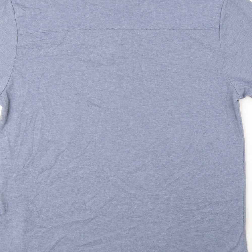 French Connection Mens Blue Cotton Polo Size M Collared Button