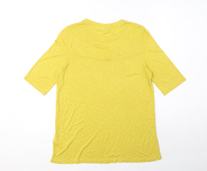 Womens UK Size 10 Marks and Spencer Yellow Basic T-Shirt