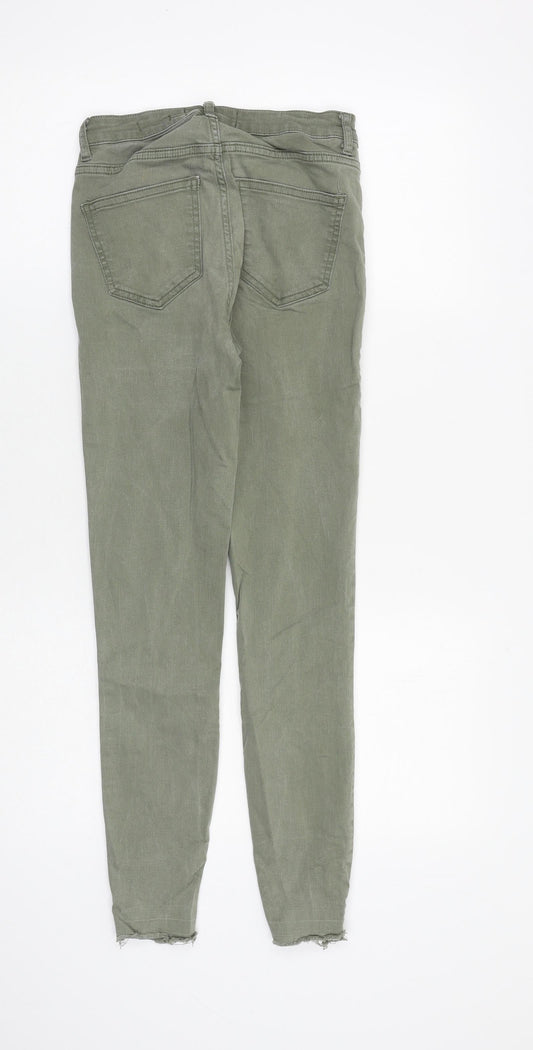 New Look Womens Green Cotton Skinny Jeans Size 8 L26 in Slim Zip