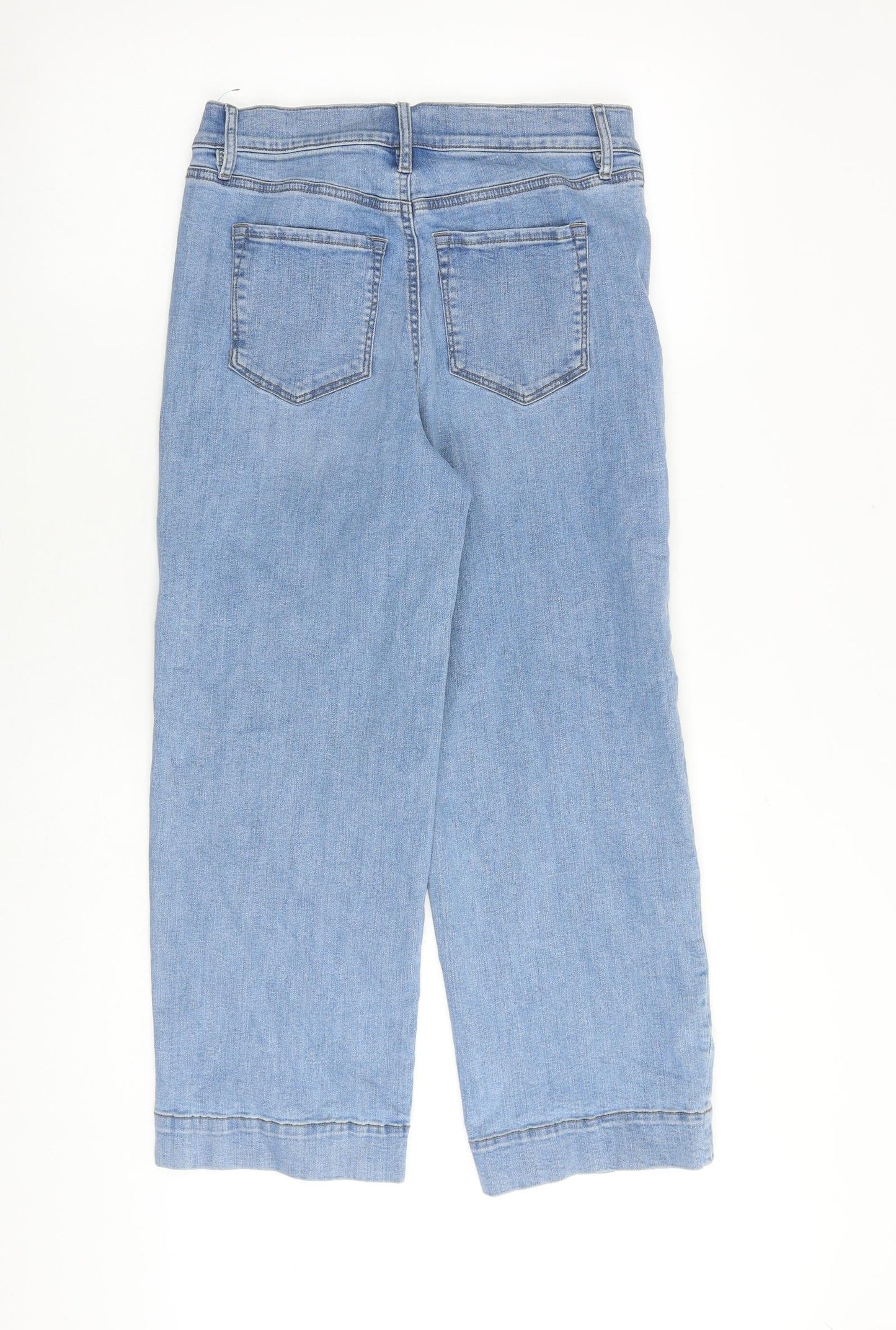 LOFT Womens Blue Cotton Wide-Leg Jeans Size 4 L25 in Regular Zip