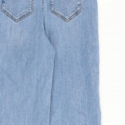 LOFT Womens Blue Cotton Wide-Leg Jeans Size 4 L25 in Regular Zip