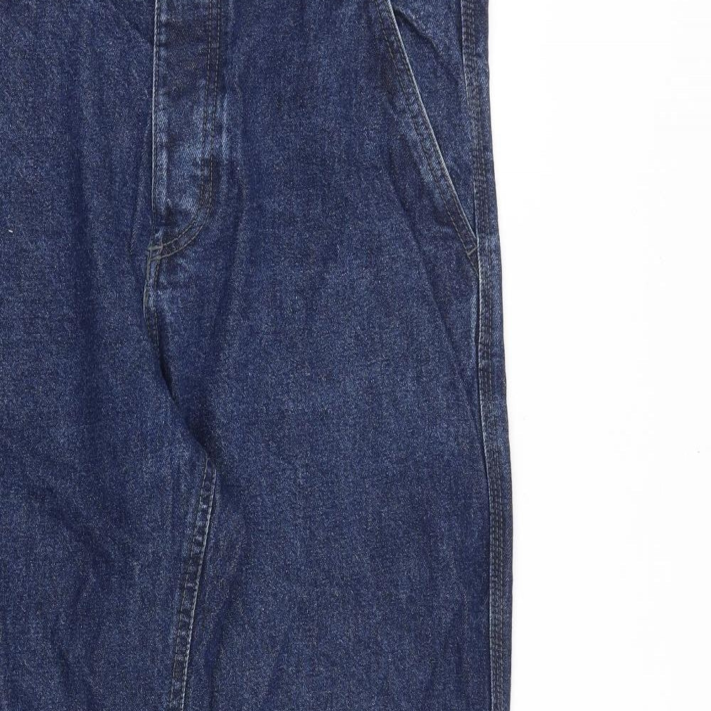 Denim & Co. Womens Blue Cotton Straight Jeans Size 34 in L30 in Regular Button